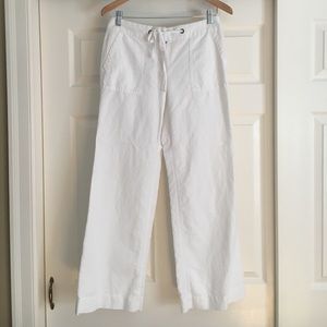 JCrew White Linen wide legged pants
