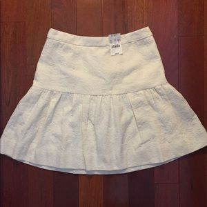 J. Crew White Floral Textured A-line Skirt