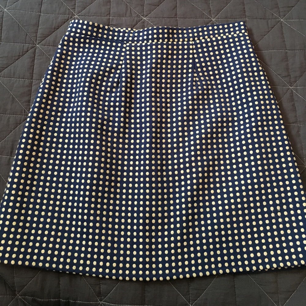 Mod miniskirt, blue and white polka dots