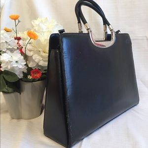 Black Vintage Office Bag with Silver Details