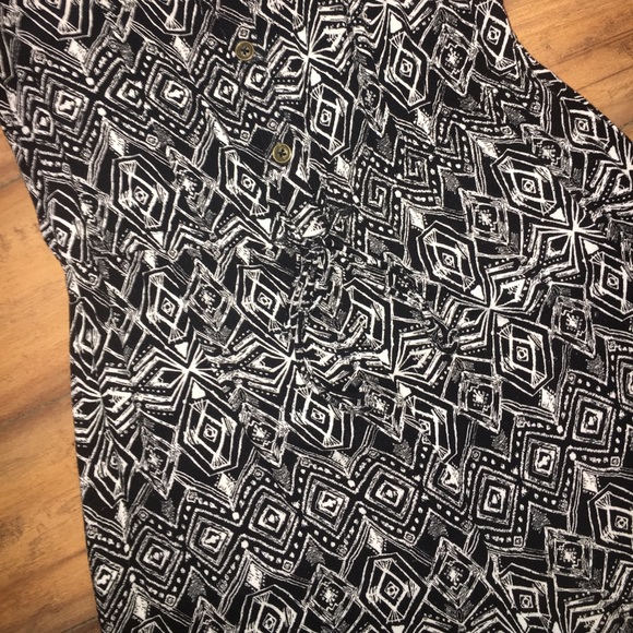 Xhilaration Black and White Print Lace Romper - Picture 2 of 6
