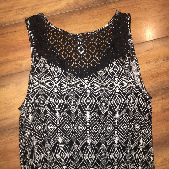 Xhilaration Black and White Print Lace Romper - Picture 6 of 6