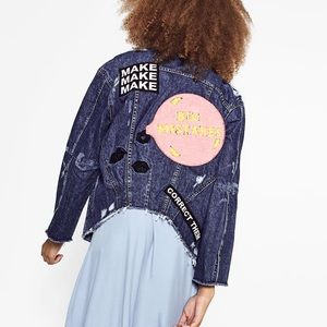 Zara denim jacket with back patches