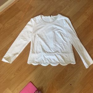 Kate Spade Long sleeve scallop top