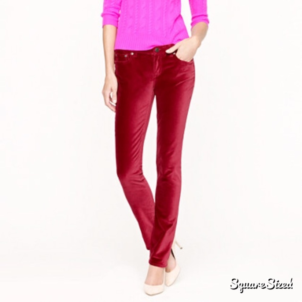 [J. Crew] Velvet Matchstick maroon pants- 31