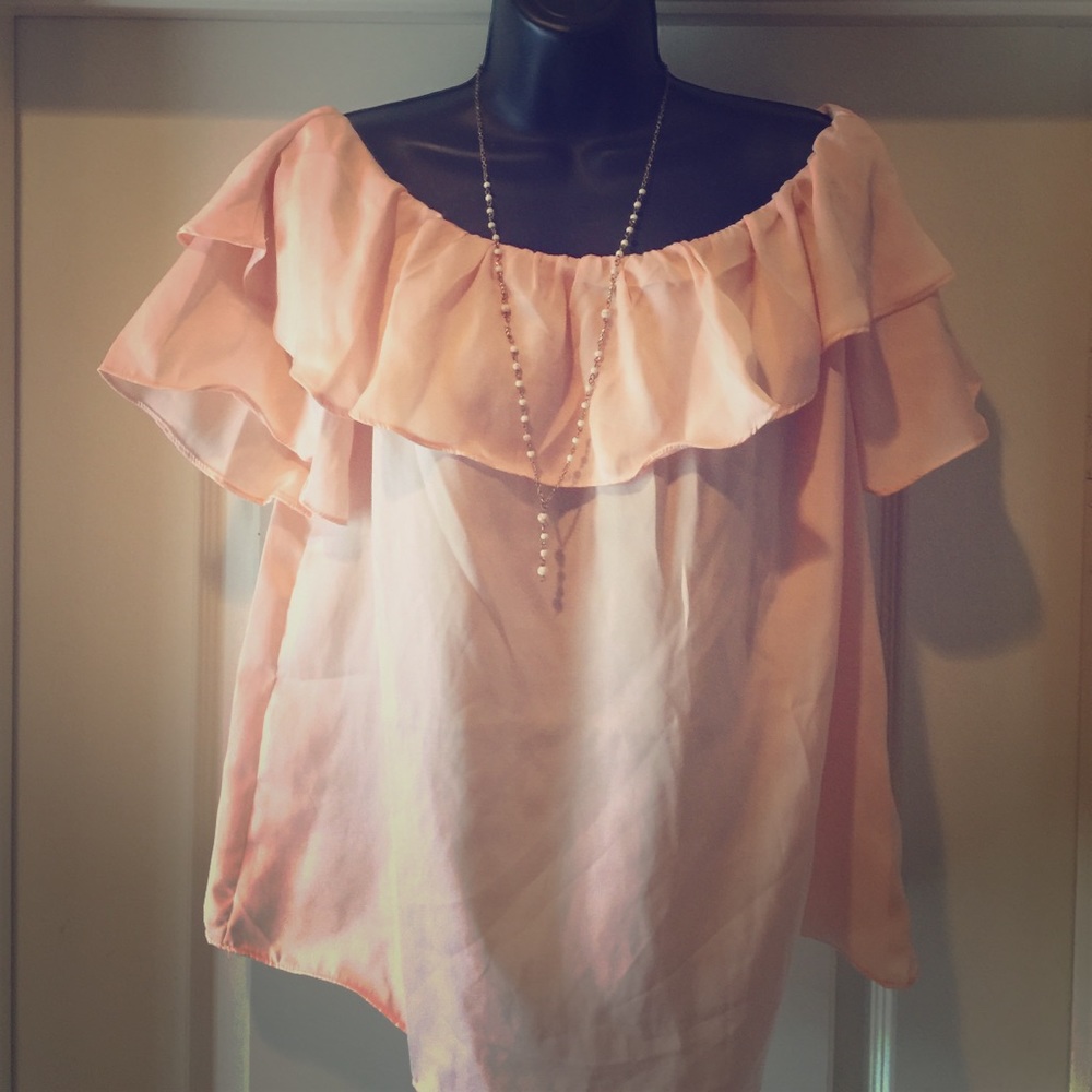 Off the Shoulder Peach Top