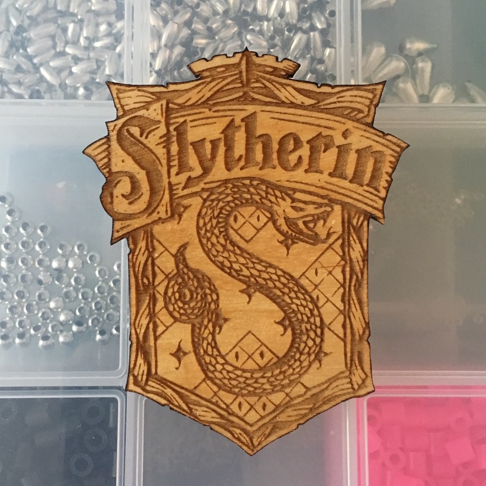 Slytherin Harry Potter Laser Cut Wood Pin