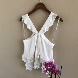 Lovers + Friends Tired Crochet Flutter Top