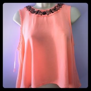 Crop top ( Coral/ Black ) large