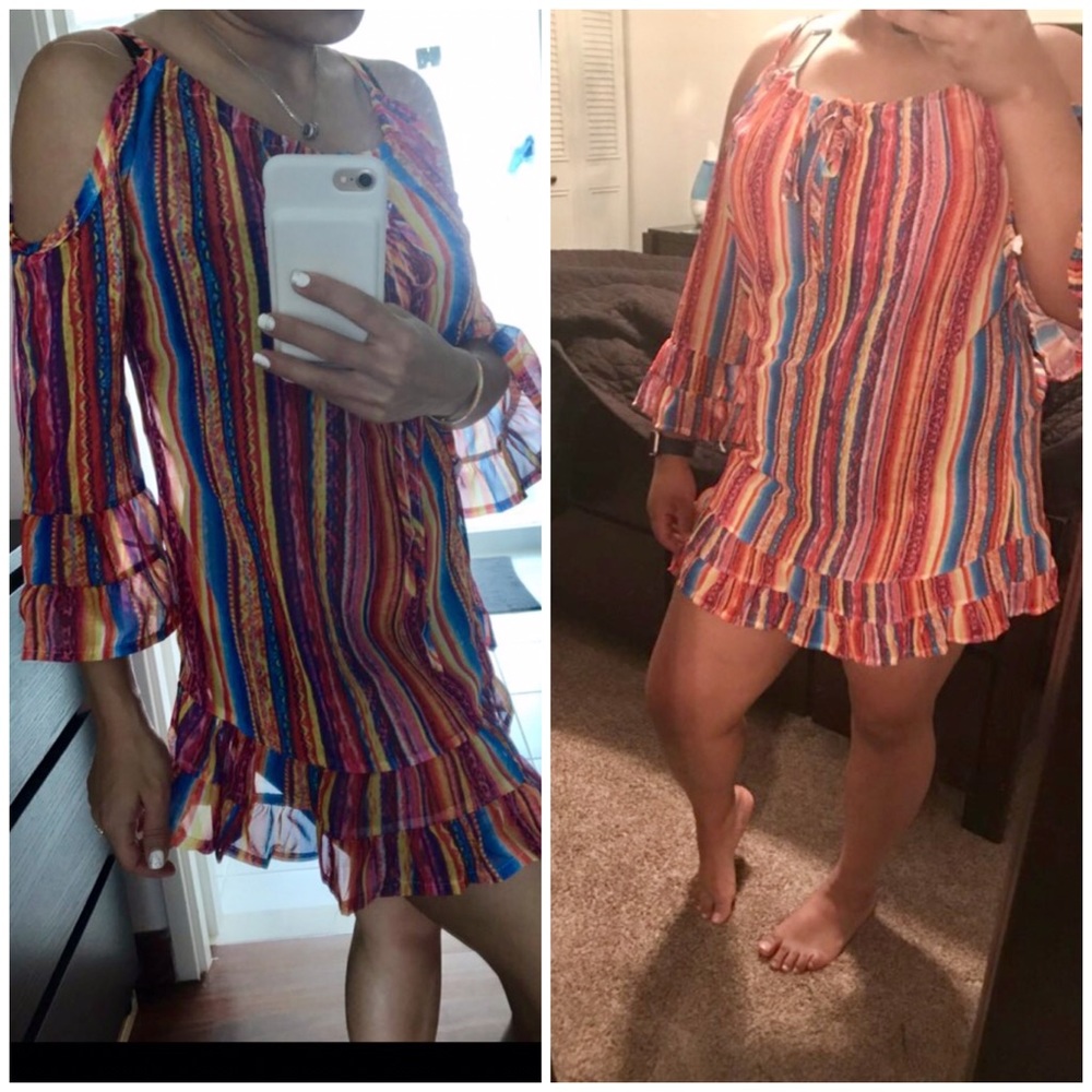 HOST PICK! Rainbow Ruffle Open Shoulder Coverup - Picture 4 of 8