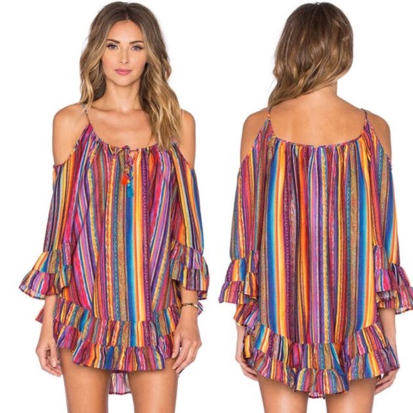 HOST PICK! Rainbow Ruffle Open Shoulder Coverup - Picture 6 of 8