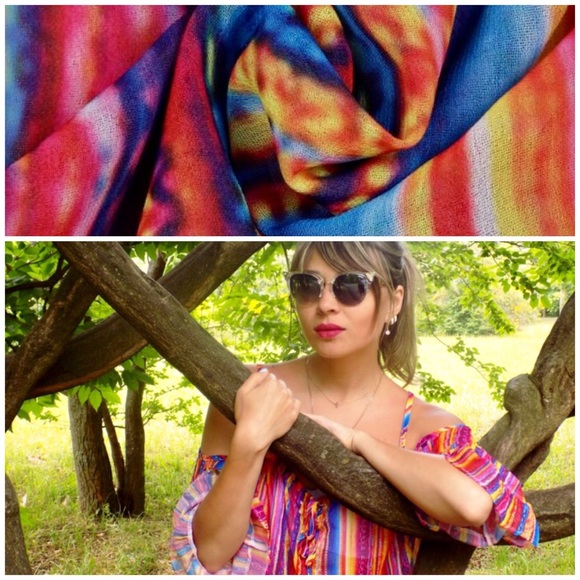 HOST PICK! Rainbow Ruffle Open Shoulder Coverup - Picture 7 of 8