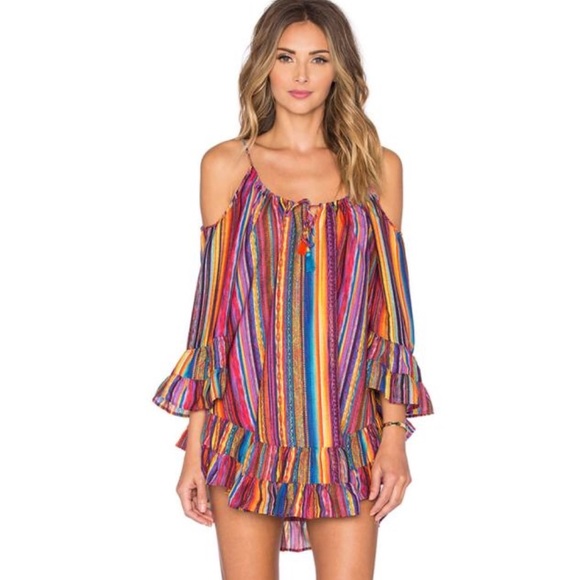 HOST PICK! Rainbow Ruffle Open Shoulder Coverup - Picture 2 of 8