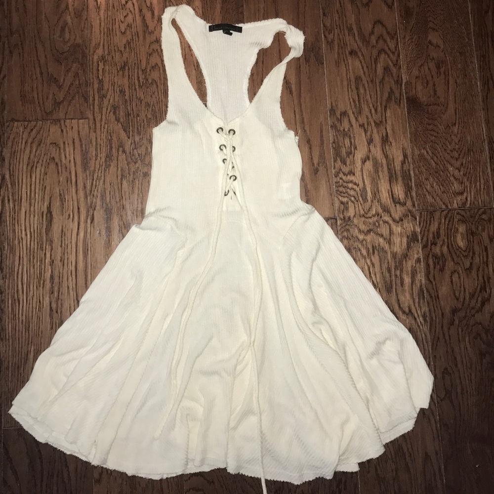 Cream Lace Up Dress