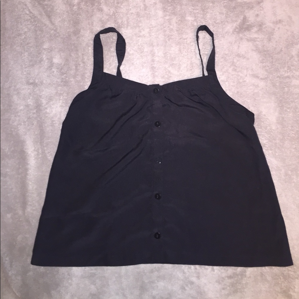 Black button front tank