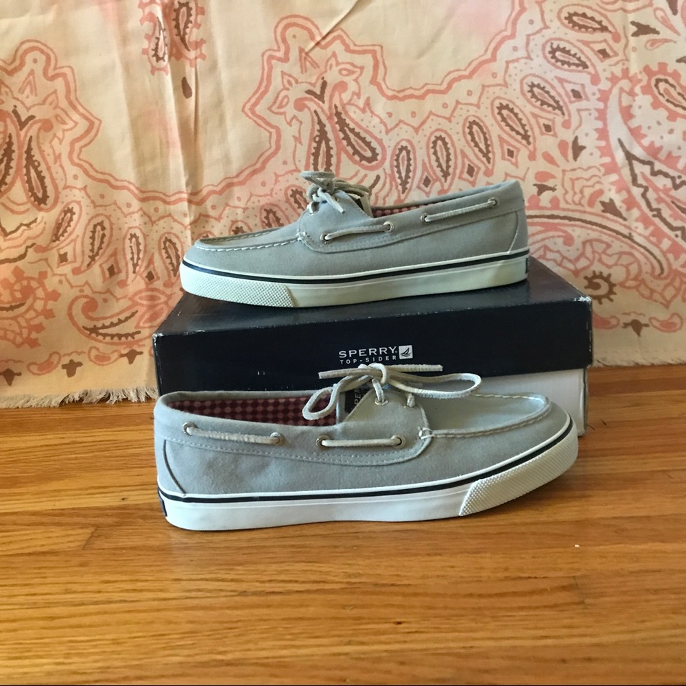 Grey Sperry Canvas Boat Shoes!