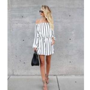 Vici collection black and white striped romper