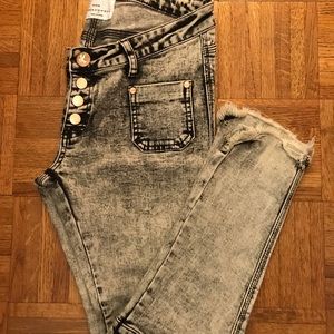 One teaspoon button fly acid wash jeans