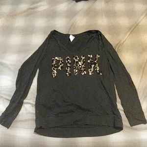 V neck pink long sleev