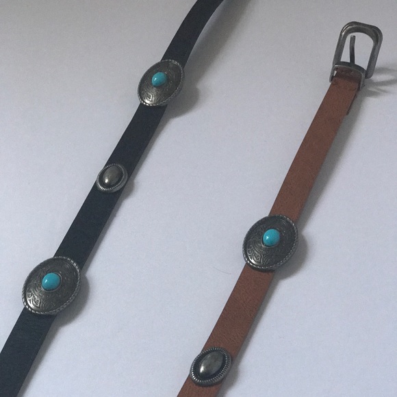 Coachella Turquoise Detail Skinny Belt - Picture 2 of 3