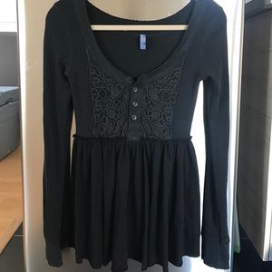 Free People Thermal & Lace Babydoll Top