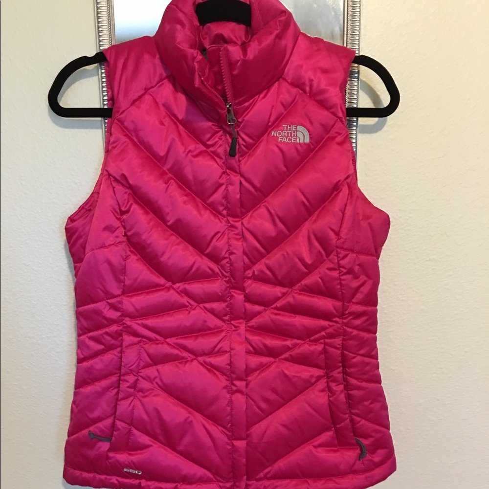 Pink north face vest