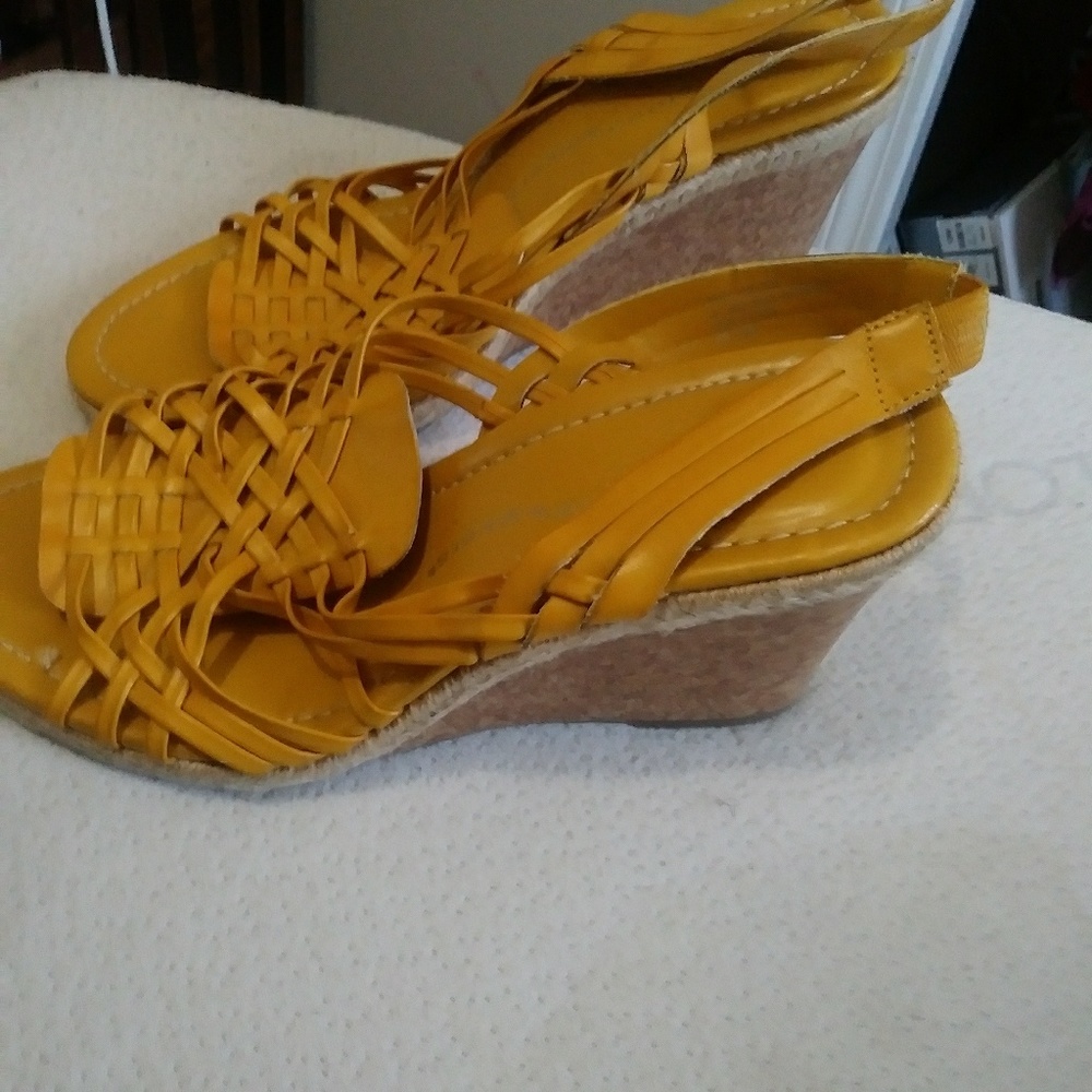 Sling Back Faux Leather Wedge