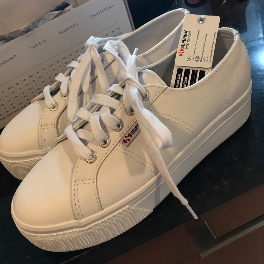 BRAND NEW Superga Leather Platform Sneakers