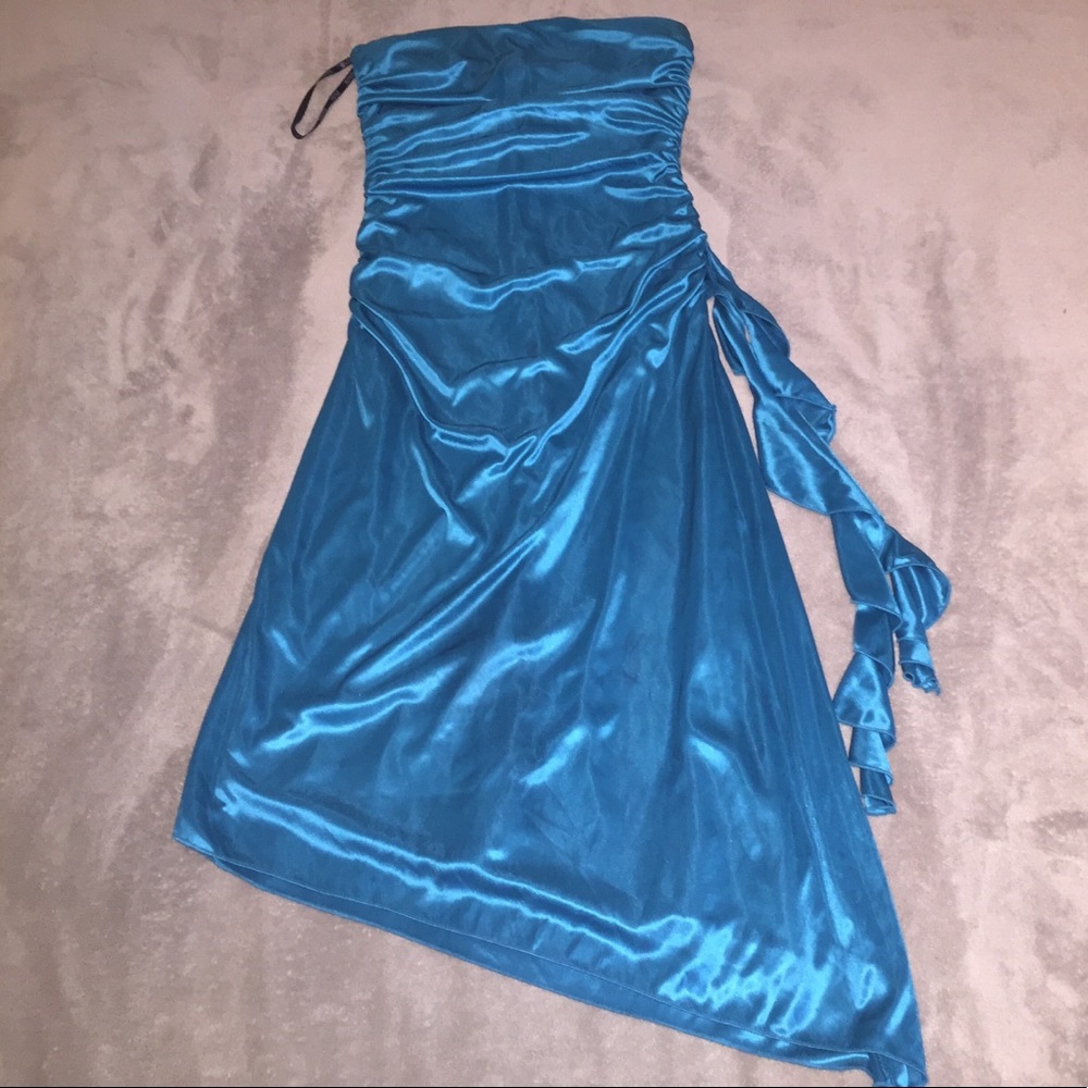 Blue XOXO satin cocktail dress, size S