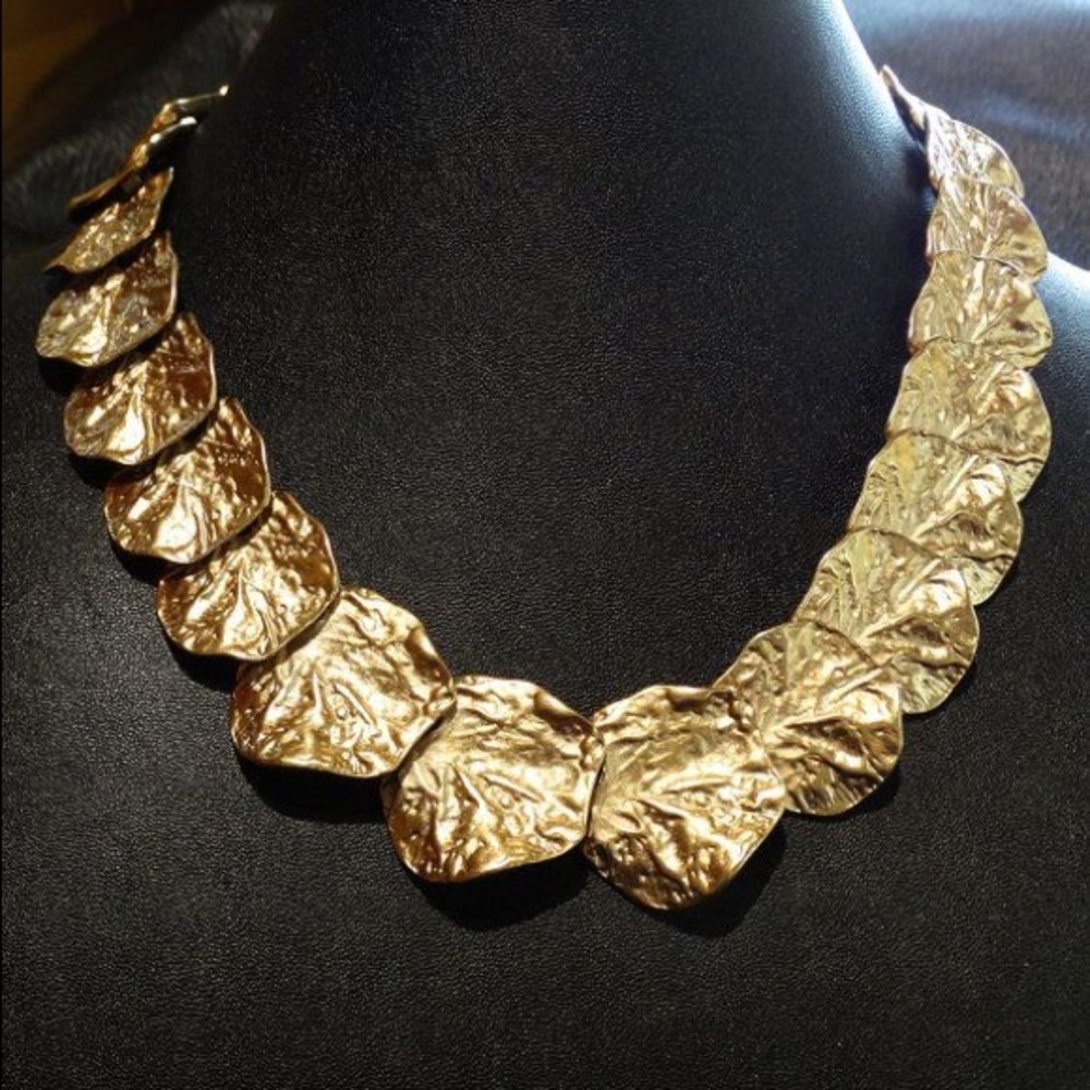 Kenneth Jay Lane Ginko Leaf Necklace.