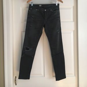AG dark grey distressed jean