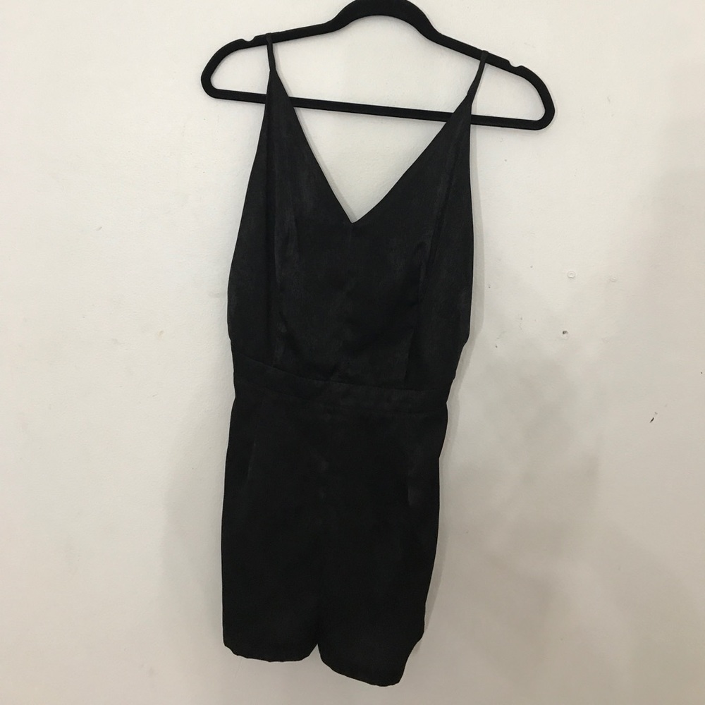 Black open back romper