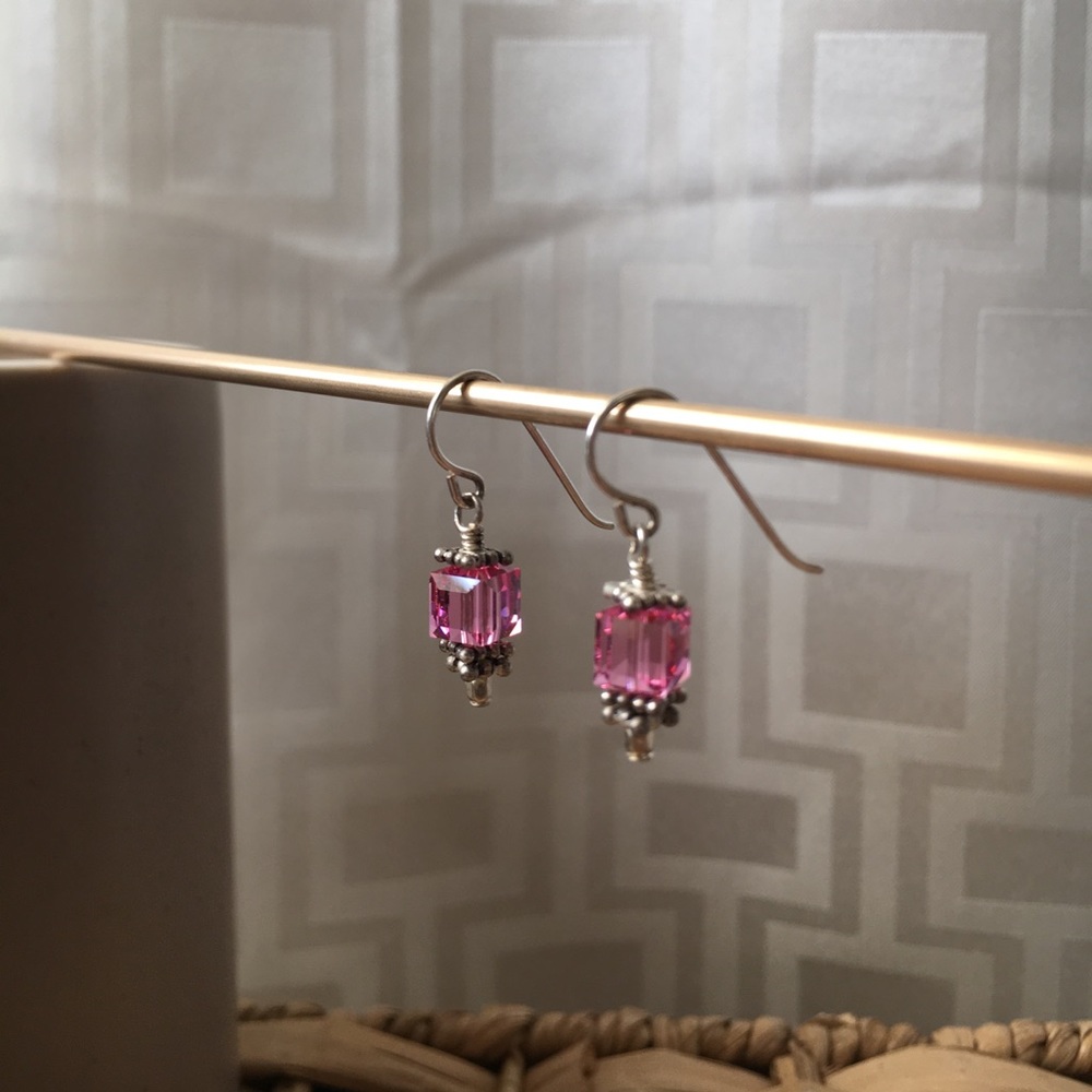 Sterling/Swarovski "Rose" Handcrafted Earrings