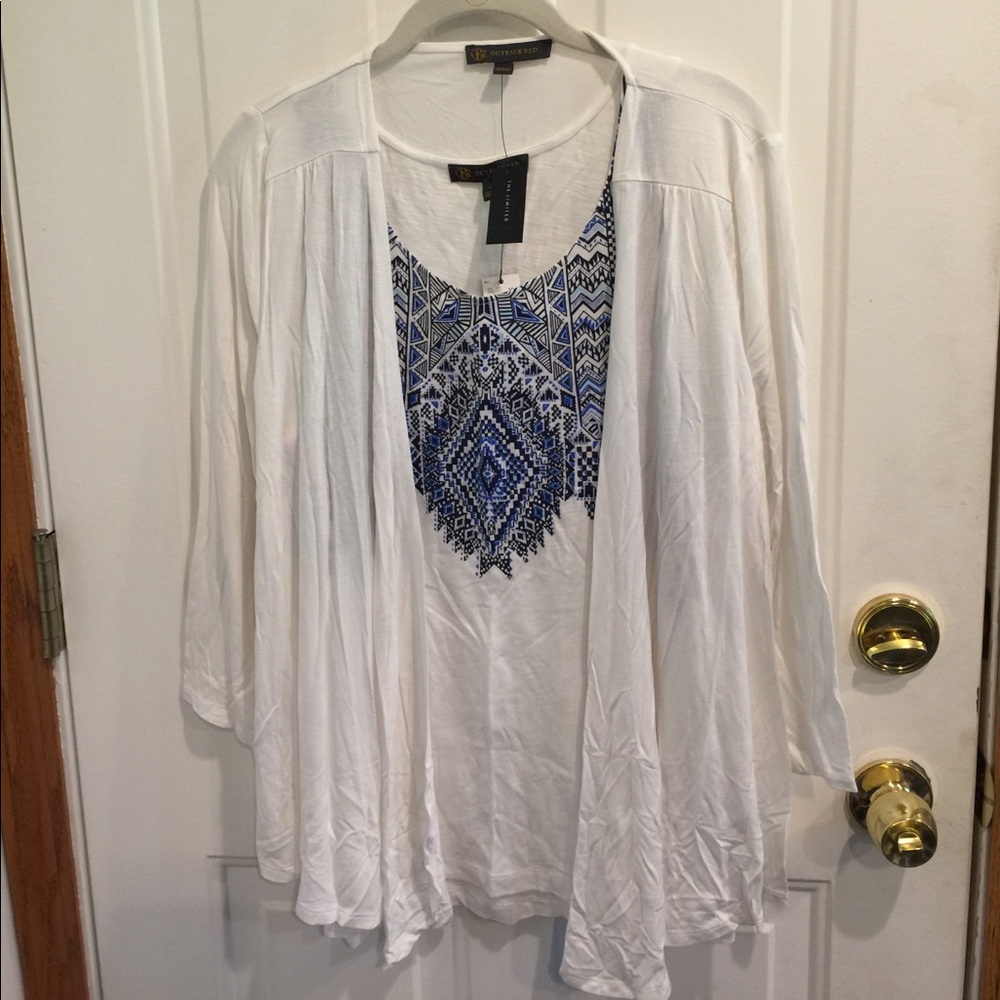 NWT Outback Red Sheer Back Open Front Cardigan