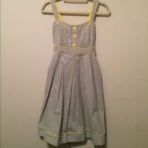 40's inspired grey and yellow pin striped dress