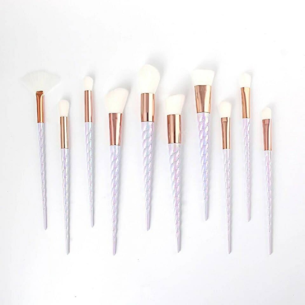 10 pc Unicorn Handle Makeup Brushes