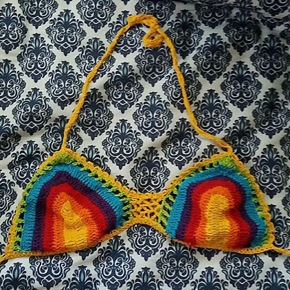 Rainbow Crochet Bikini Top