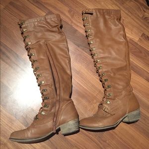 Knee high lace up boots