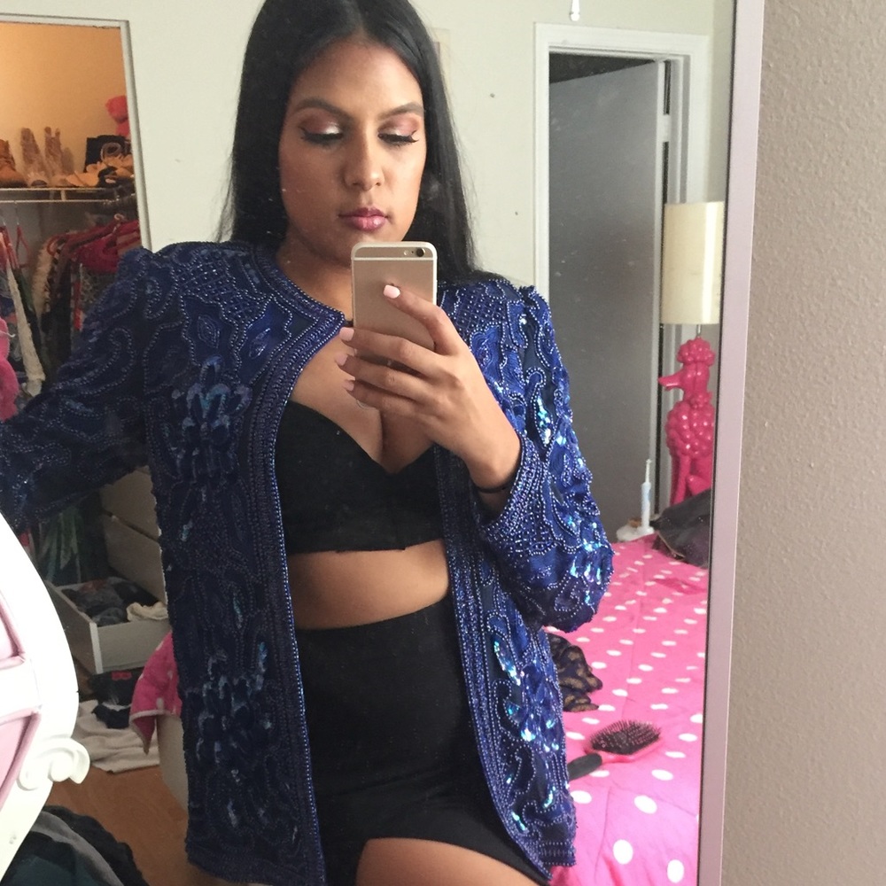 Vintage Blue Adrianna Papéll Evening Jacket