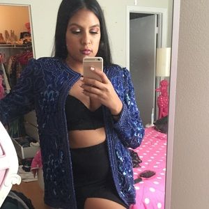 Vintage Blue Adrianna Papéll Evening Jacket