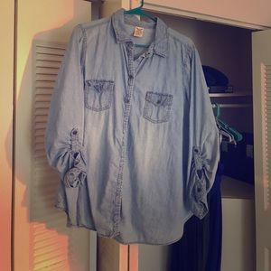 Blue denim button up shirt