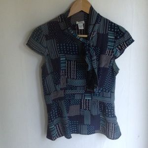 Odille patchwork top with tie from Anthropologie