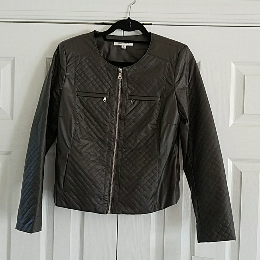 New! Faux leather short jacket by Ellen Tracy.