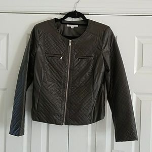 New! Faux leather short jacket by Ellen Tracy.