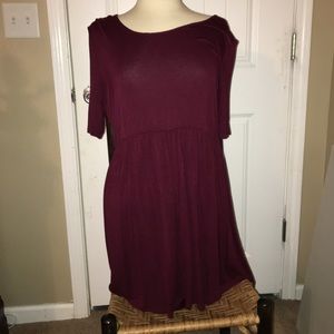 The Zig Zag Stripe Burgundy/Maroon Babydoll Tunic