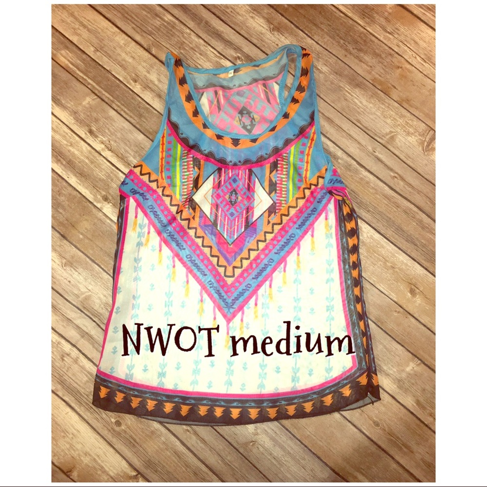 NWOT medium tribal design Aztec tank