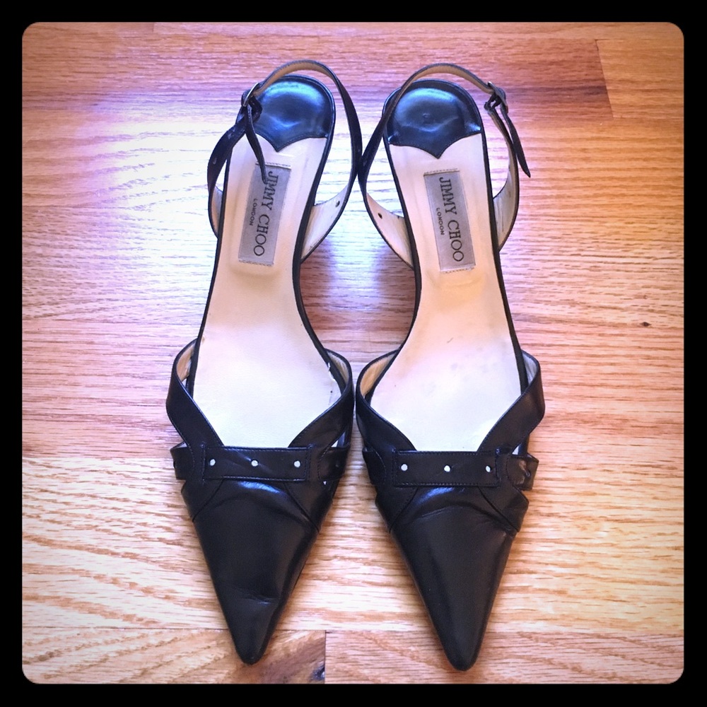 Jimmy Choo slingback pointy toe lower heel