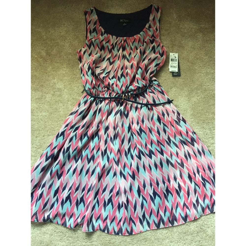 Brand New Flare Belted Dress Medium