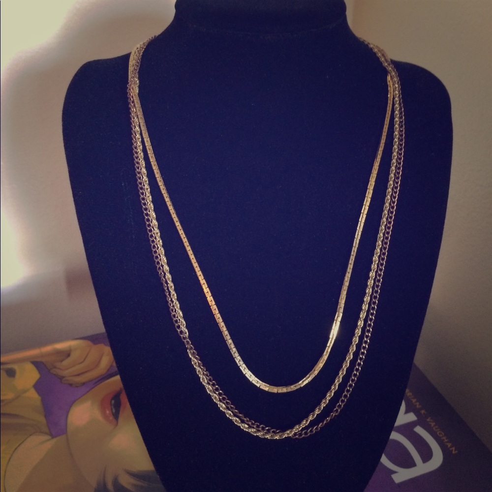 Mixed metal multi chain necklace easy layering
