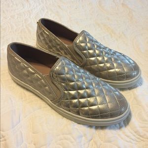 Gold Quilted Steve Madden Slip Ons